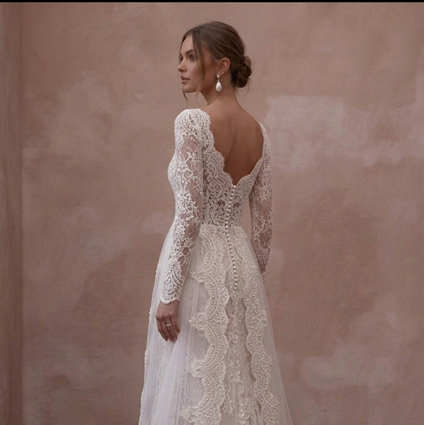 Scalloped Lace Wedding Dresses with Romantic Hemlines