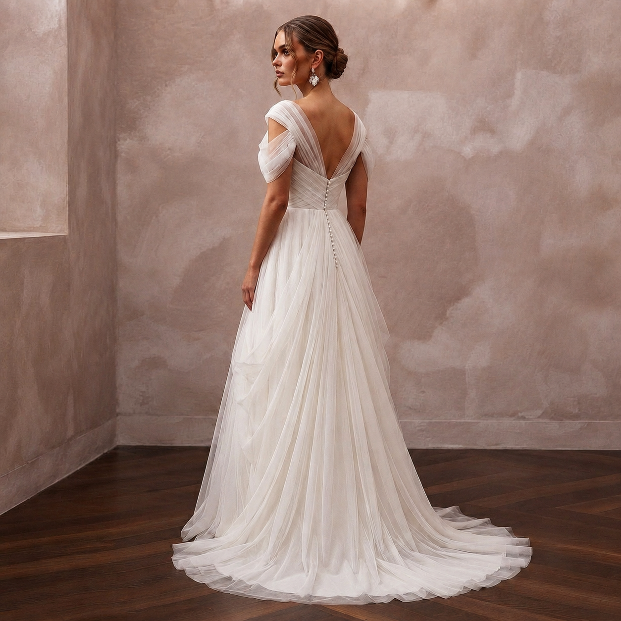 Scoop Neck Wedding Dresses with Romantic Draping Secondary image