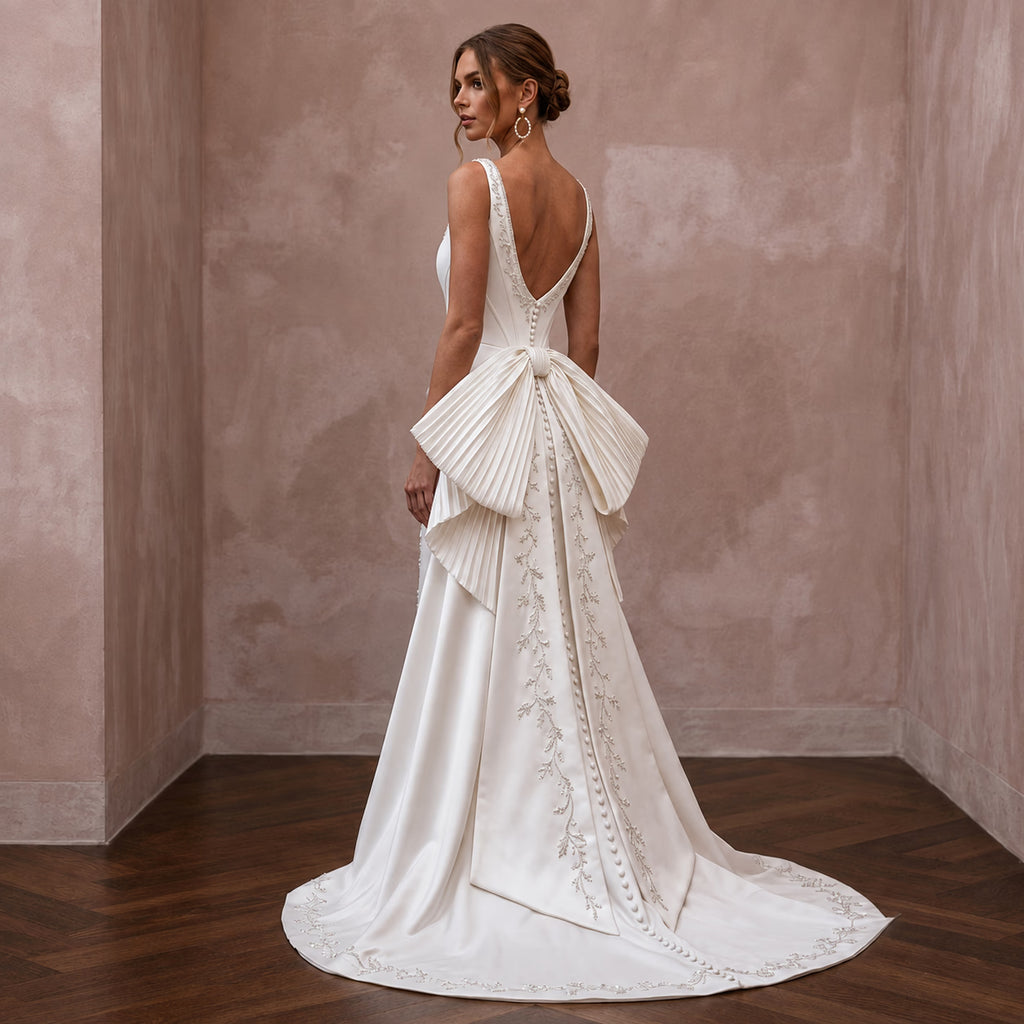 Scoop Neck Wedding Dresses with Soft Satin Finish - Apparel & Accessories > Clothing > Wedding & Bridal Party Dresses > Wedding Dresses - Mignonette