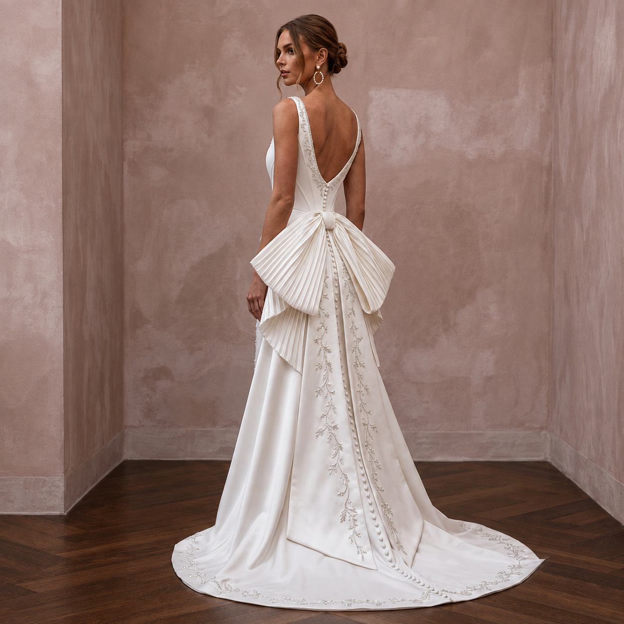Scoop Neck Wedding Dresses with Soft Satin Finish Secondary image