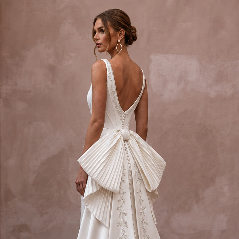 Scoop Neck Wedding Dresses with Soft Satin Finish - Apparel & Accessories > Clothing > Wedding & Bridal Party Dresses > Wedding Dresses - Mignonette