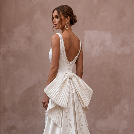 Scoop Neck Wedding Dresses with Soft Satin Finish - Apparel & Accessories > Clothing > Wedding & Bridal Party Dresses > Wedding Dresses - Mignonette
