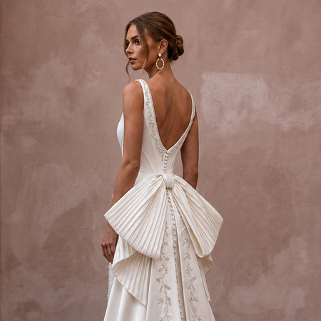 Scoop Neck Wedding Dresses with Soft Satin Finish