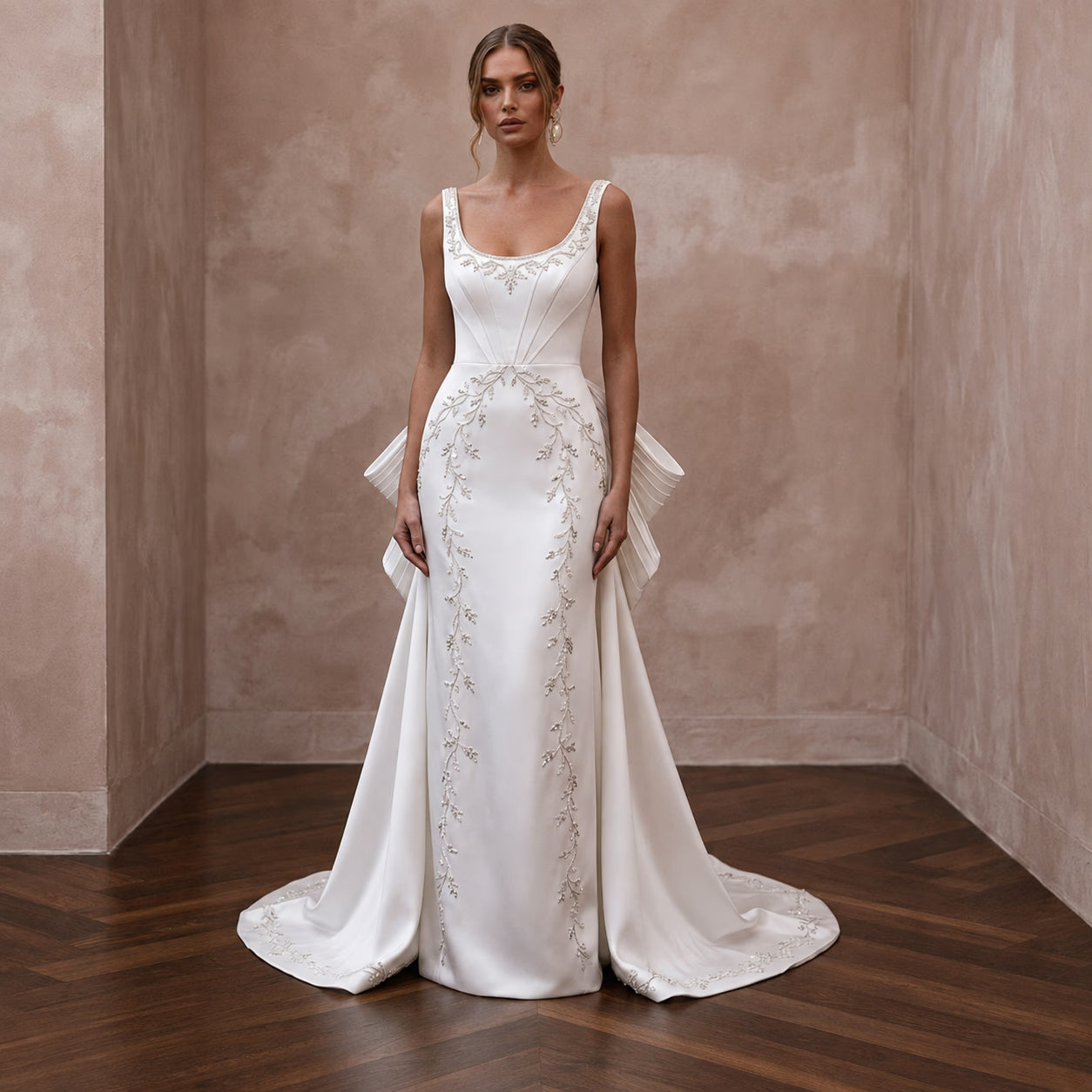 Scoop Neck Wedding Dresses with Soft Satin Finish - Apparel & Accessories > Clothing > Wedding & Bridal Party Dresses > Wedding Dresses - Mignonette