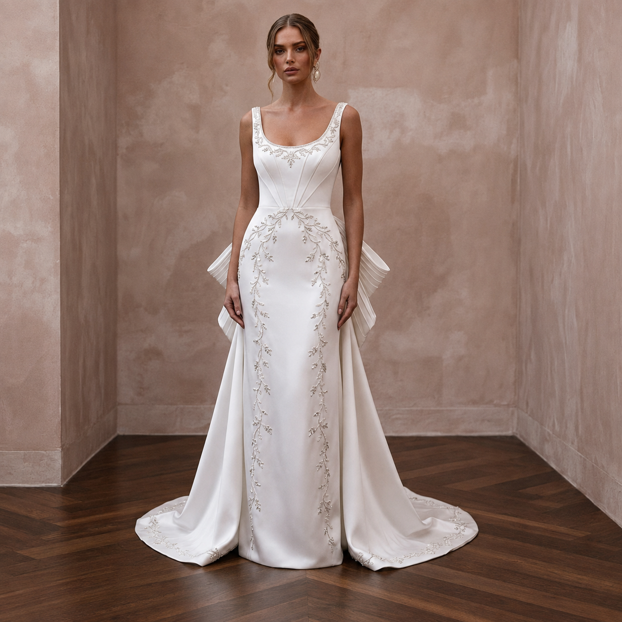 Scoop Neck Wedding Dresses with Soft Satin Finish Main image