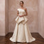 Sculptural Champagne Faille Peplum Bodice A-Line Wedding Dress