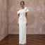 Sculptural Ivory Matte Crepe Asymmetrical Neckline Column Gown