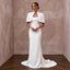 Sculptural Ivory Matte Crepe Strapless Column Gown with Capelet
