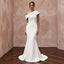 Sculptural Off-White Heavy Crepe Asymmetrical Neckline Mermaid Dress