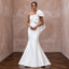 Sculptural Pure White Mikado Silk Asymmetrical Bow Fit-and-Flare Gown