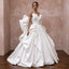 Sculptural Pure White Taffeta Asymmetrical Bow Back Ball Gown