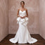Sculptural White Faille Peplum Bodice Strapless Bridal Dress