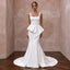 Sculptural White Matte Satin Peplum Bodice Trumpet Gown