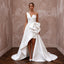 Sculptural White Mikado Silk High-Low Hem Architectural Dress