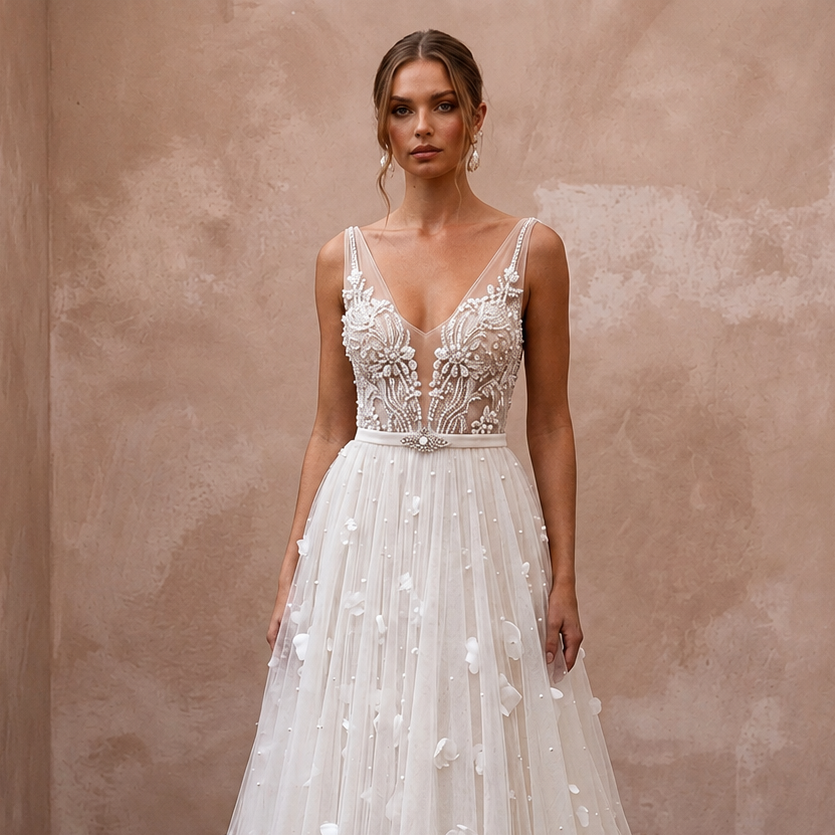 Second Look Tulle Bridal Dress for the Wedding Reception - Apparel & Accessories > Clothing > Wedding & Bridal Party Dresses > Wedding Dresses - Mignonette Bridal