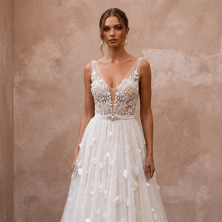Second Look Tulle Bridal Dress for the Wedding Reception - Apparel & Accessories > Clothing > Wedding & Bridal Party Dresses > Wedding Dresses - Mignonette Bridal