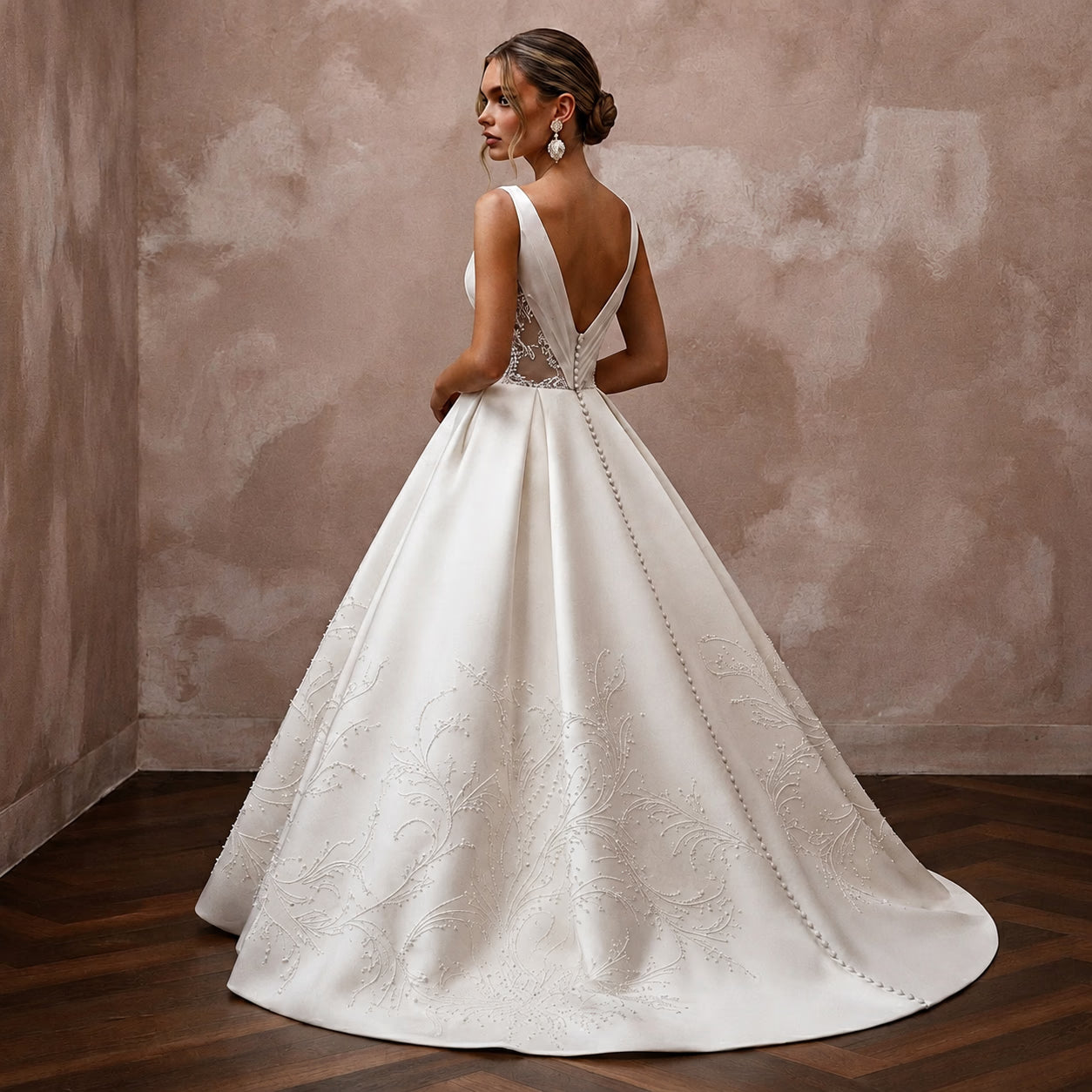 Second Wedding Satin Ball Gown Wedding Dress with V-Neck Secondary image