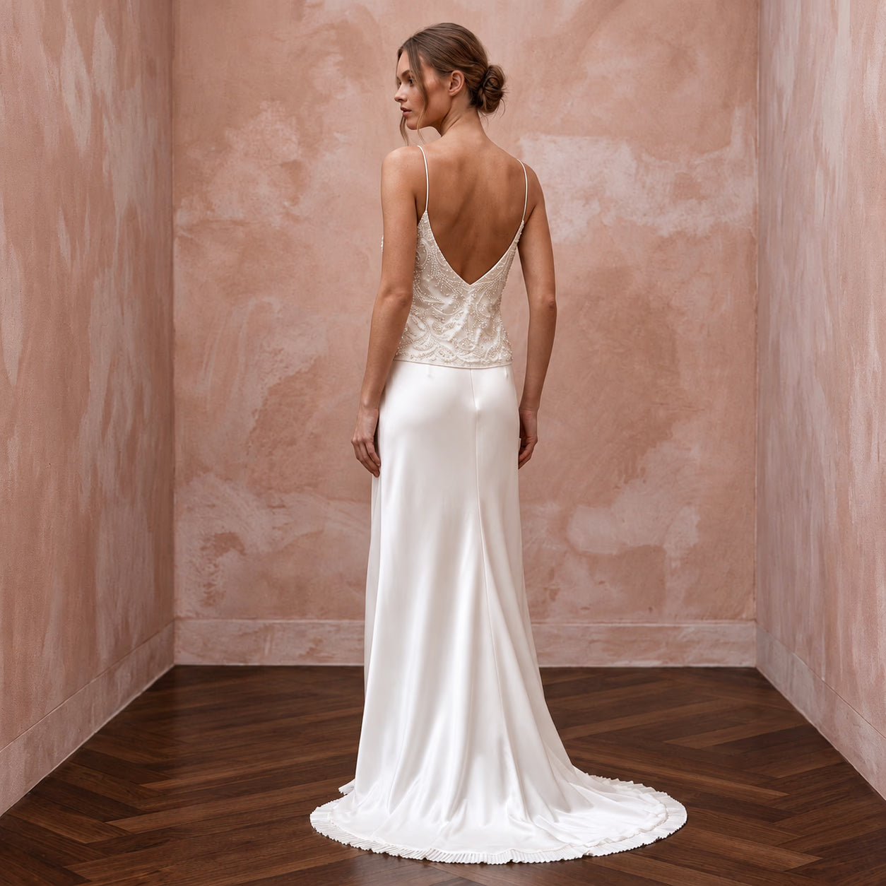 Sensual Off-White Liquid Satin Bridal Cami & Slip Skirt for After-Hours Secondary image