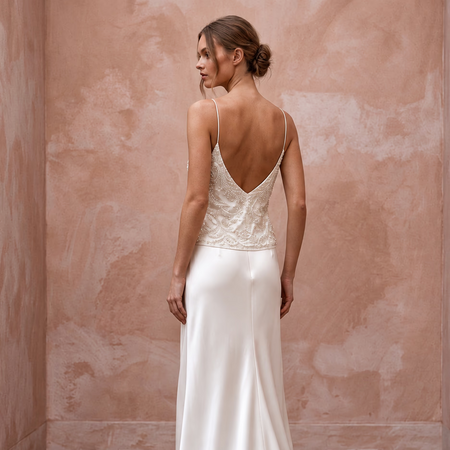 Sensual Off-White Liquid Satin Bridal Cami & Slip Skirt for After-Hours