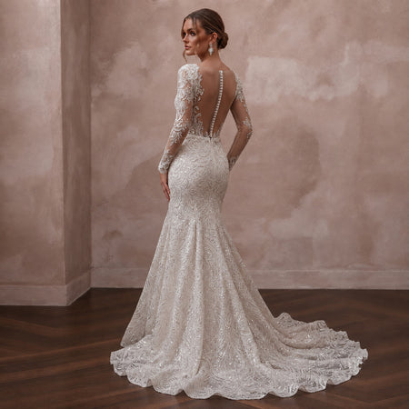 Sequin Lace Wedding Dresses with Glamorous Appeal - Apparel & Accessories > Clothing > Wedding & Bridal Party Dresses > Wedding Dresses - Mignonette