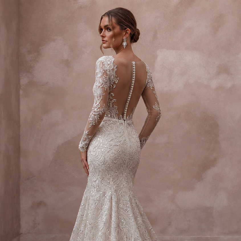 Sequin Lace Wedding Dresses with Glamorous Appeal - Apparel & Accessories > Clothing > Wedding & Bridal Party Dresses > Wedding Dresses - Mignonette