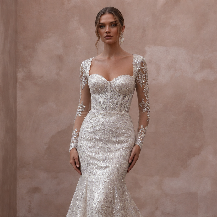 Sequin Lace Wedding Dresses with Glamorous Appeal