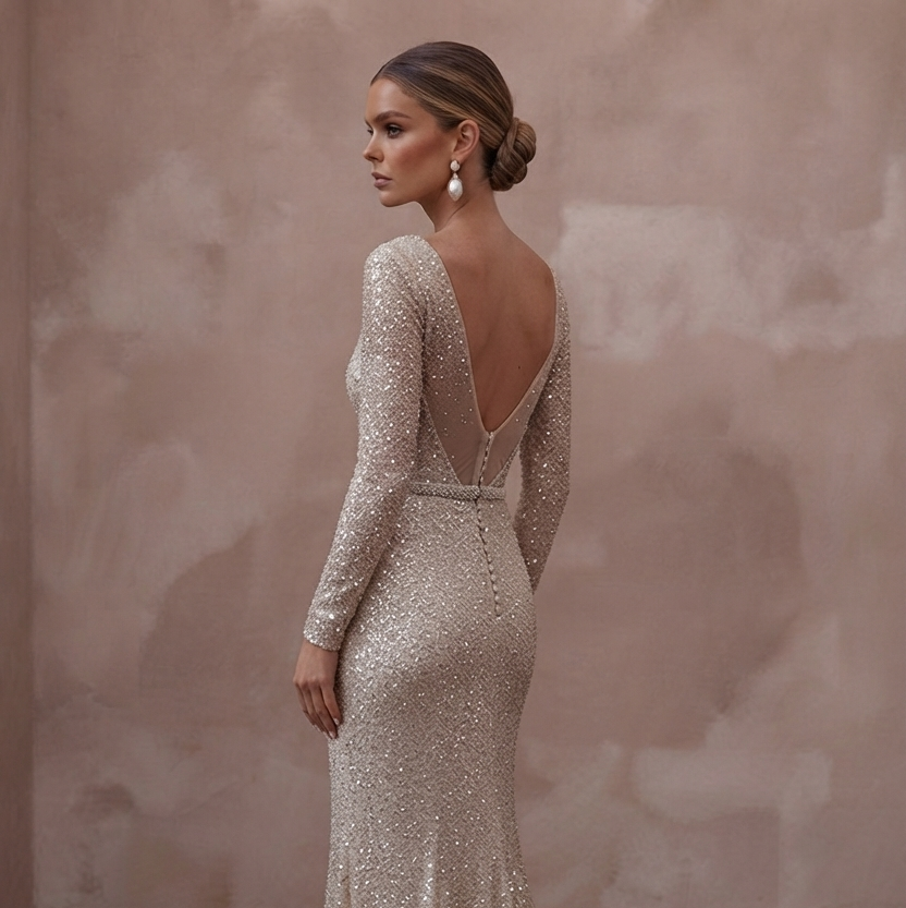 Sequined Wedding Dresses with Glamorous Evening Style