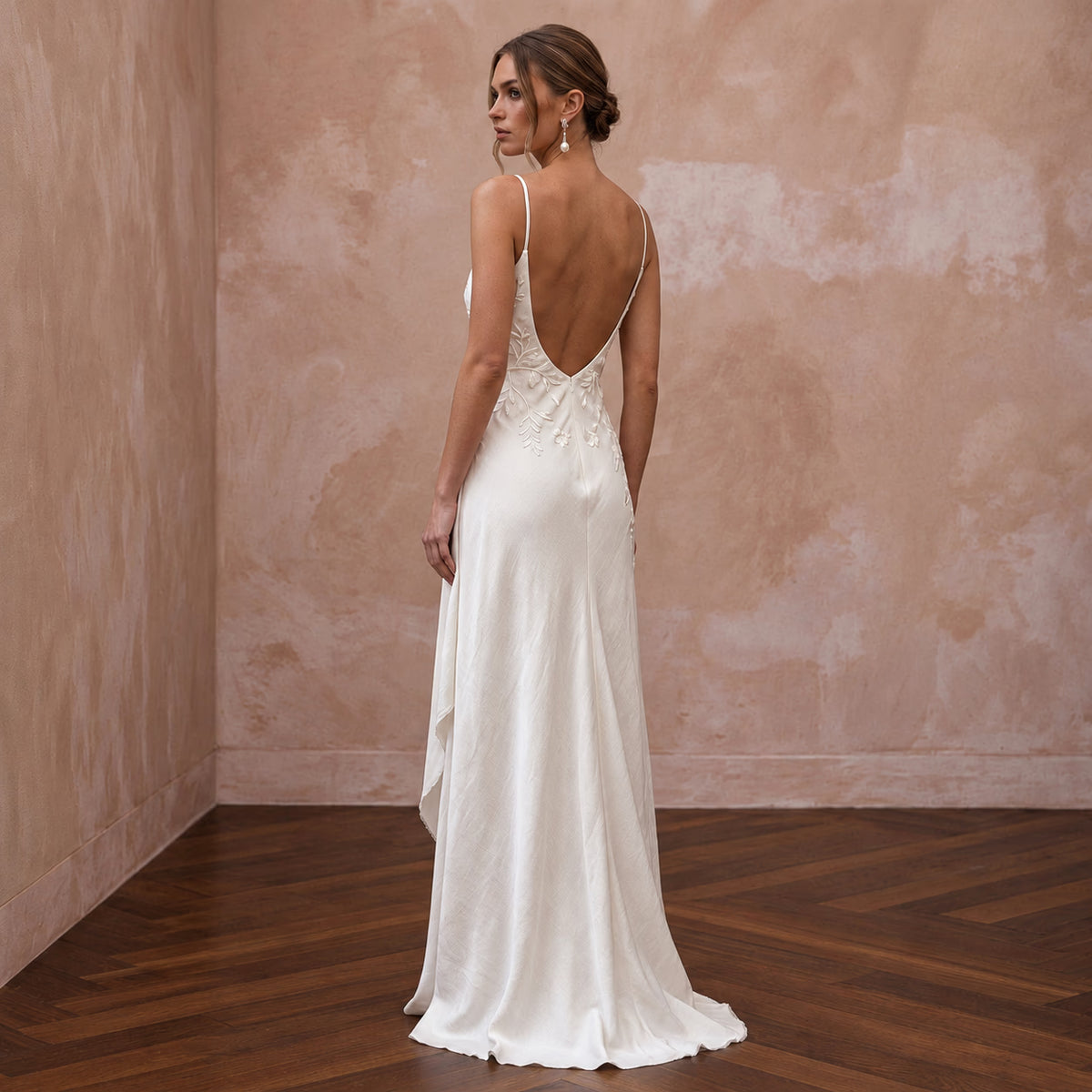 Serene Off-White Bamboo Silk Boho Bridal Slip for Post-Elopement