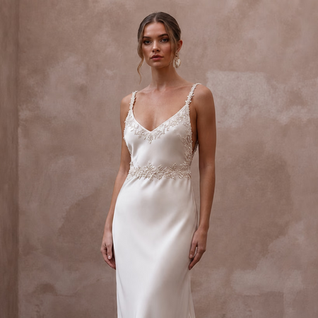 Serene Off - White Bamboo Silk Boho Slip for Post - Elopement - Apparel & Accessories > Clothing > Wedding & Bridal Party Dresses > Wedding Dresses - Mignonette Bridal
