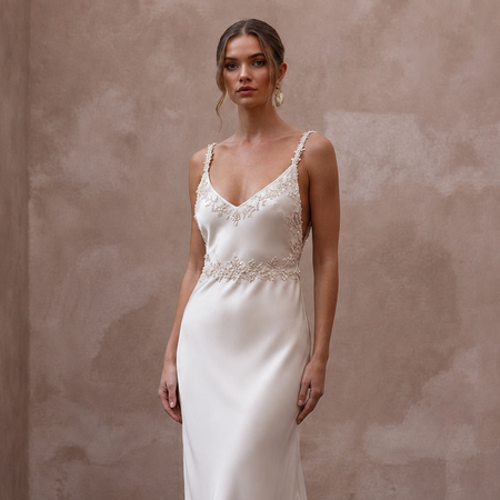 Serene Off-White Bamboo Silk Boho Slip for Post-Elopement