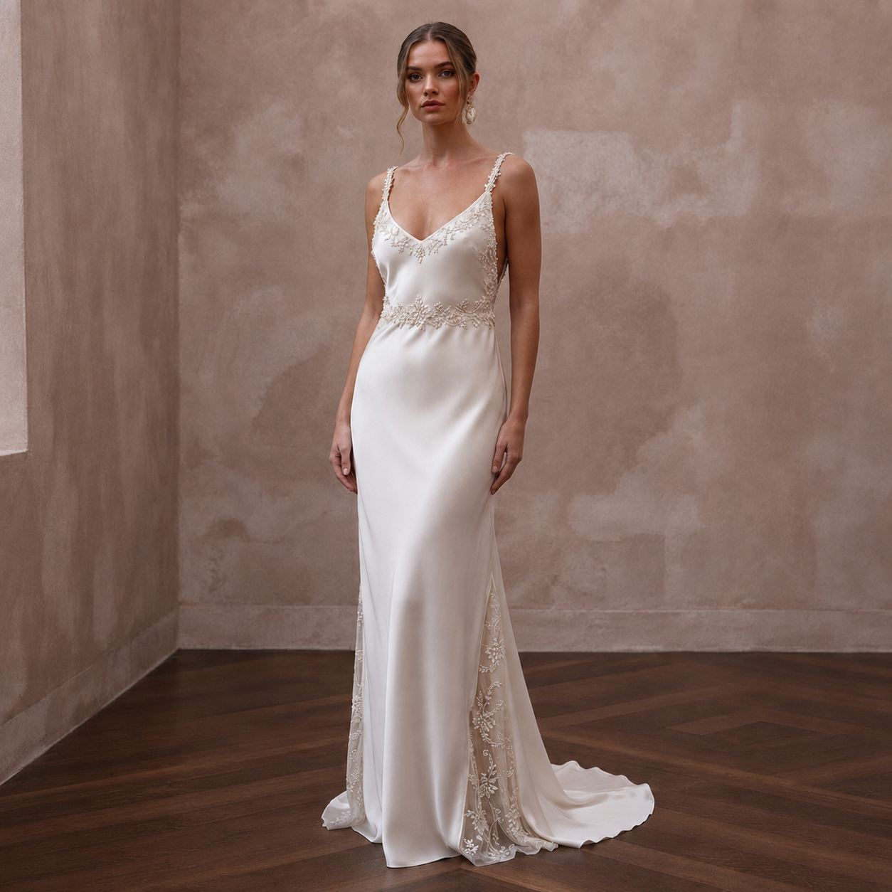 Serene Off-White Bamboo Silk Boho Slip for Post-Elopement