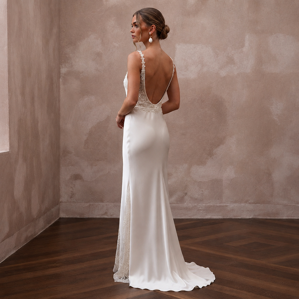 Serene Off-White Bamboo Silk Boho Slip for Post-Elopement