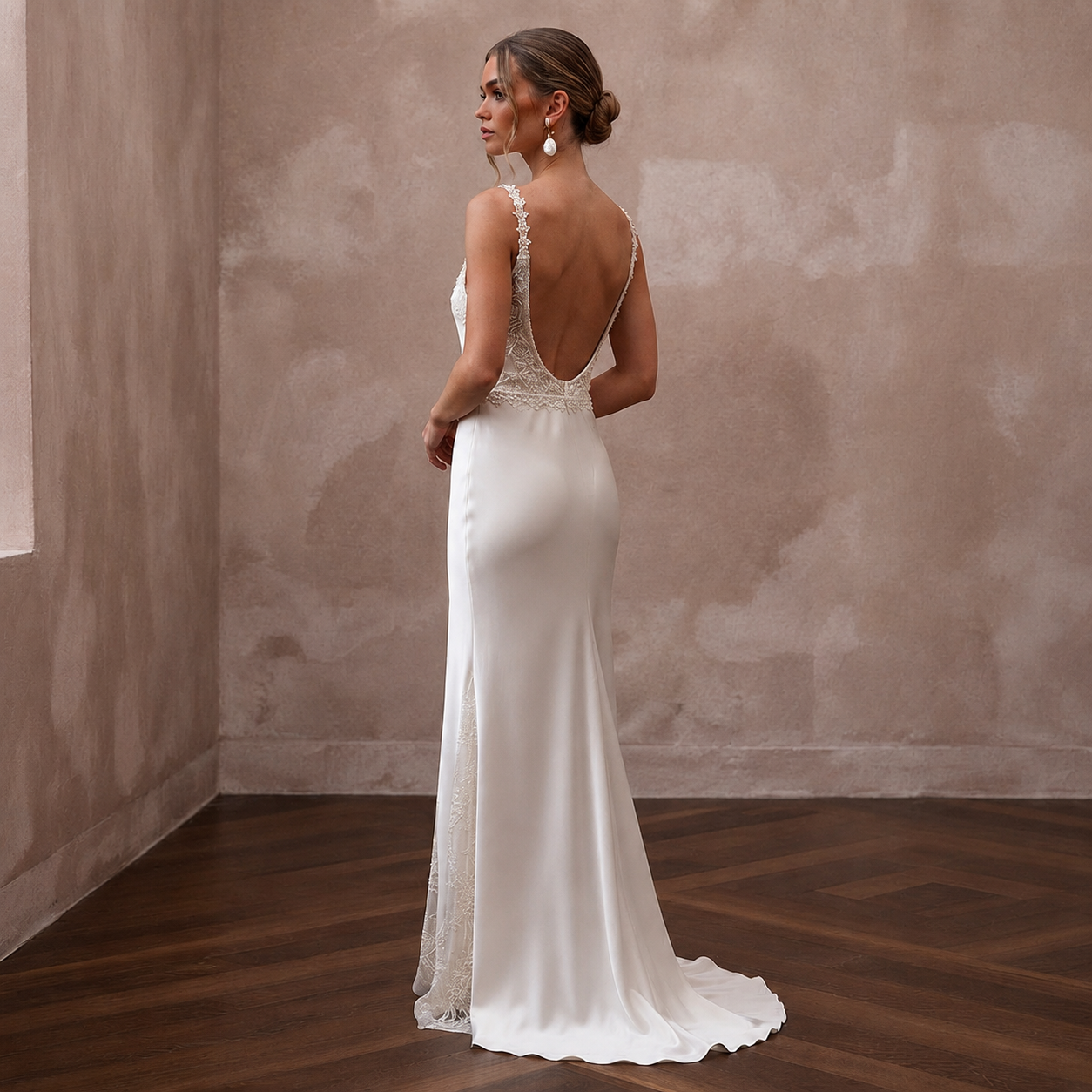 Serene Off-White Bamboo Silk Boho Slip for Post-Elopement