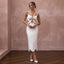 Sexy White Cutout Crepe Midi Dress for Beach Club Rehearsal - Apparel & Accessories > Clothing > Wedding & Bridal Party Dresses > Wedding Dresses - Mignonette Bridal