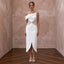 Sexy White Cutout Crepe Midi Wedding Dress for Beach Club Rehearsal