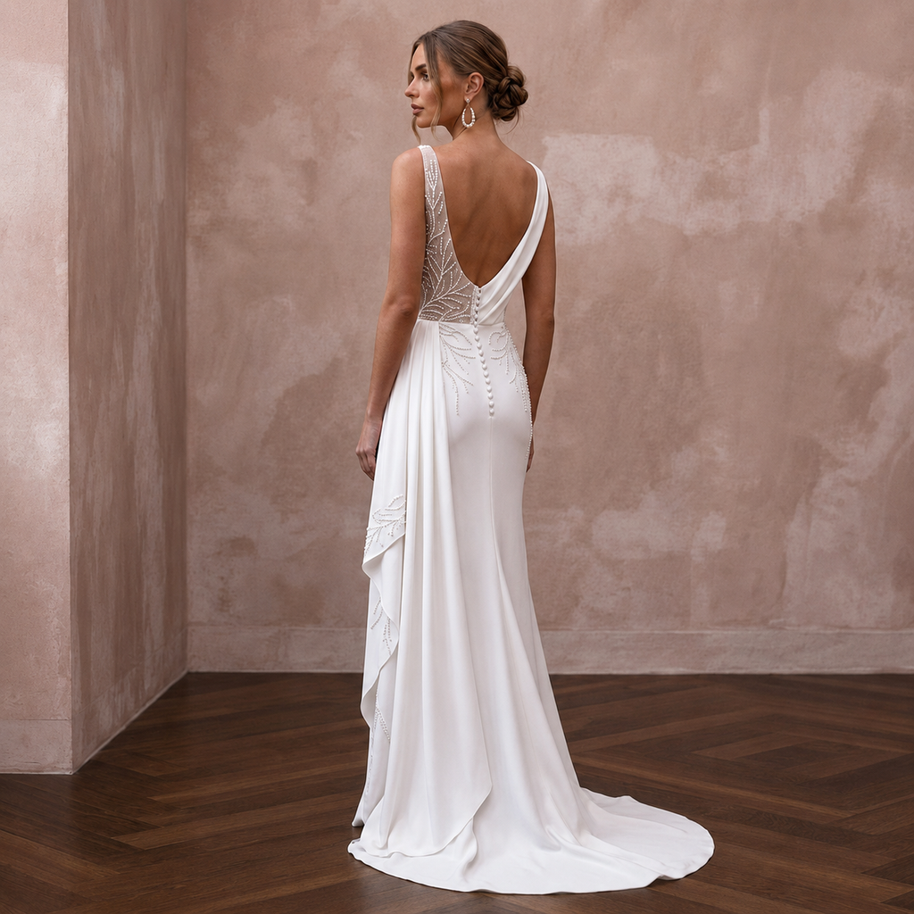 Sheath Silk Wedding Dresses with Chic Minimalism
