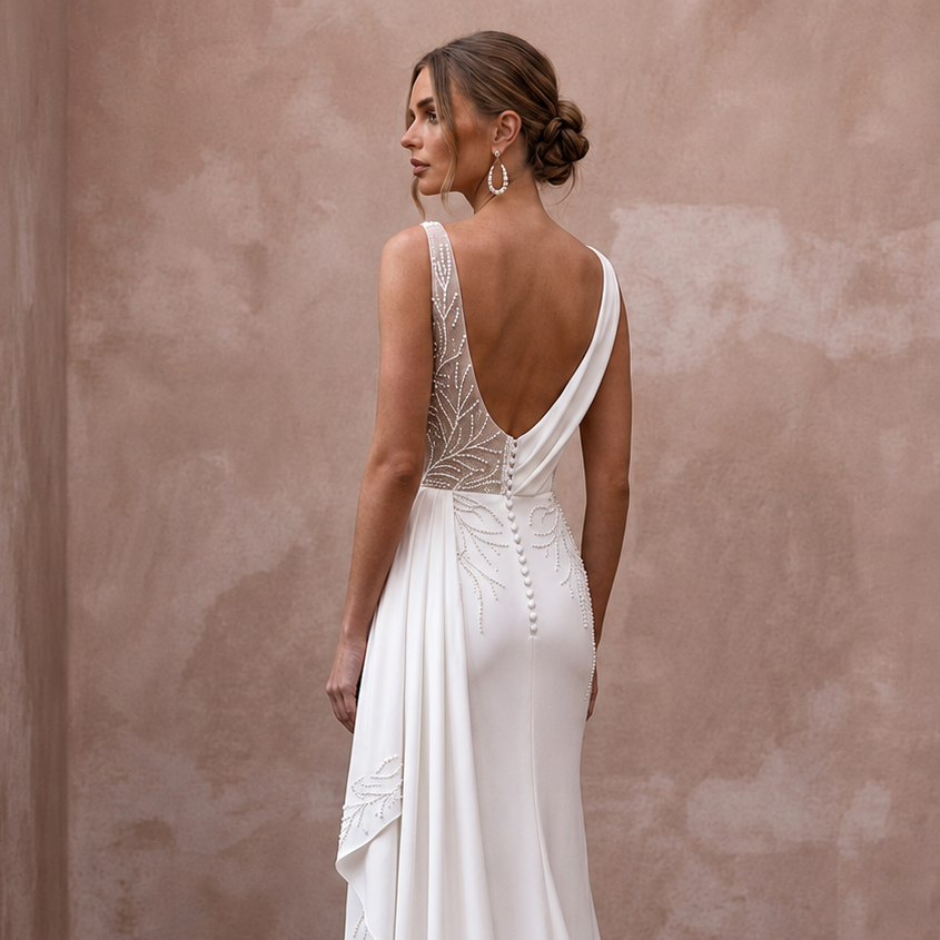 Sheath Silk Wedding Dresses with Chic Minimalism
