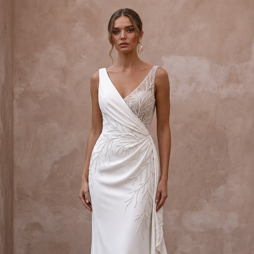 Sheath Silk Wedding Dresses with Chic Minimalism