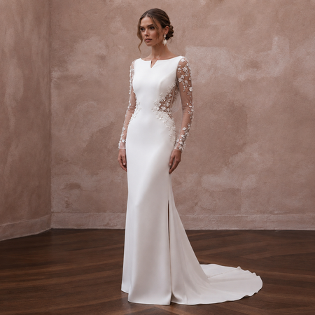 Sheath Wedding Dresses with Minimalist Silk Crepe Design