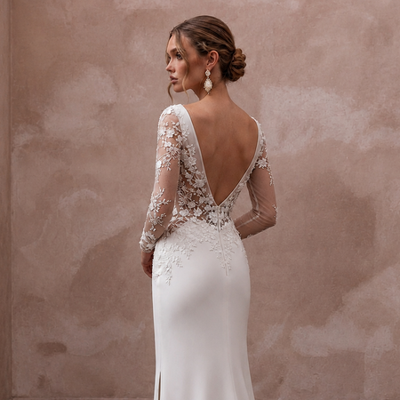 Sheath Wedding Dresses with Minimalist Silk Crepe Design
