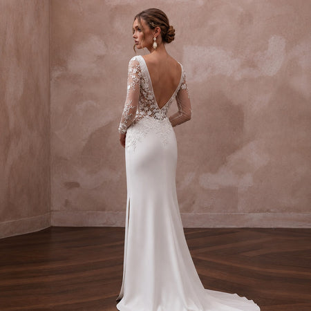 Sheath Wedding Dresses with Minimalist Silk Crepe Design - Apparel & Accessories > Clothing > Wedding & Bridal Party Dresses > Wedding Dresses - Mignonette Bridal