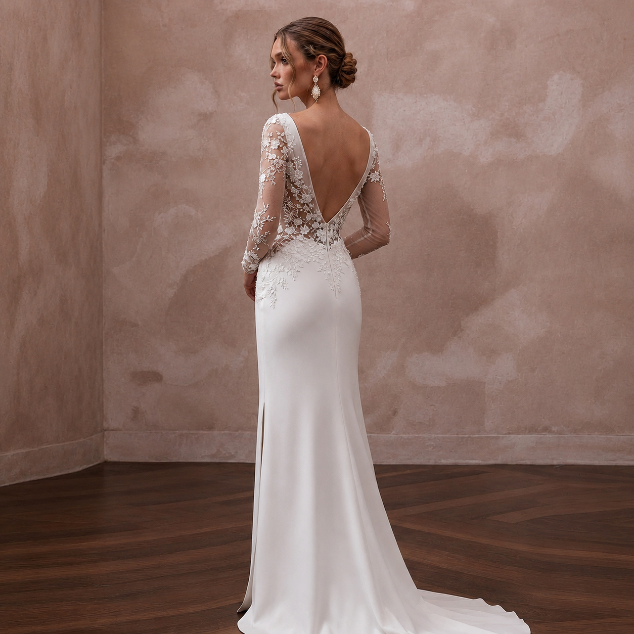 Sheath Wedding Dresses with Minimalist Silk Crepe Design