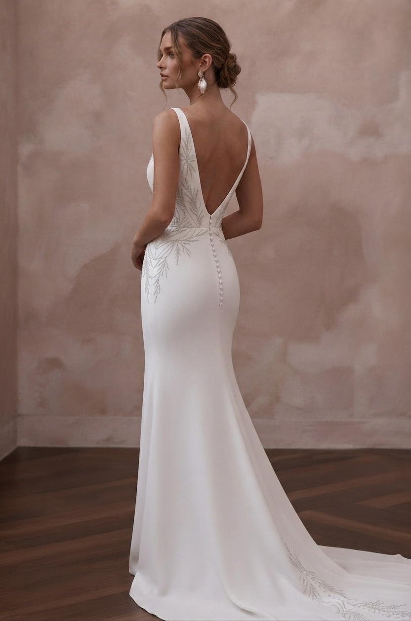 Sheath Wedding Dresses with Sleek Silk Crepe Designs Secondary image