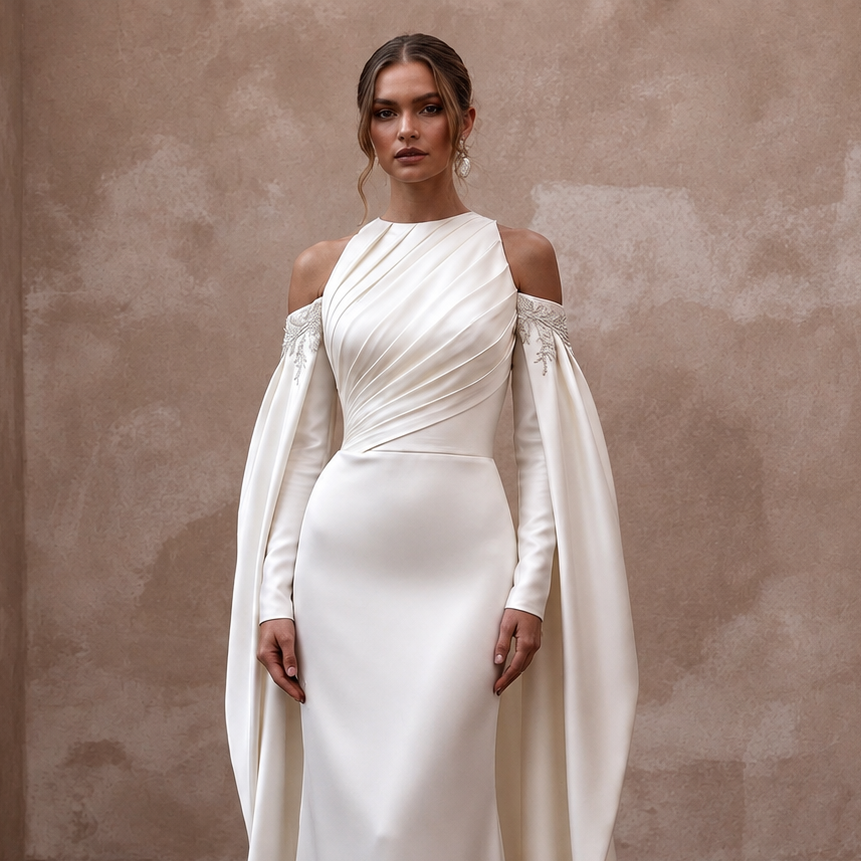 Sheath Wedding Dresses with Soft Satin Finish