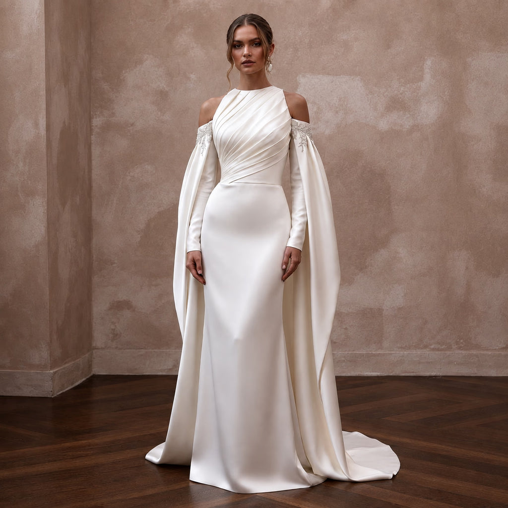 Sheath Wedding Dresses with Soft Satin Finish - Apparel & Accessories > Clothing > Wedding & Bridal Party Dresses > Wedding Dresses - Mignonette Bridal