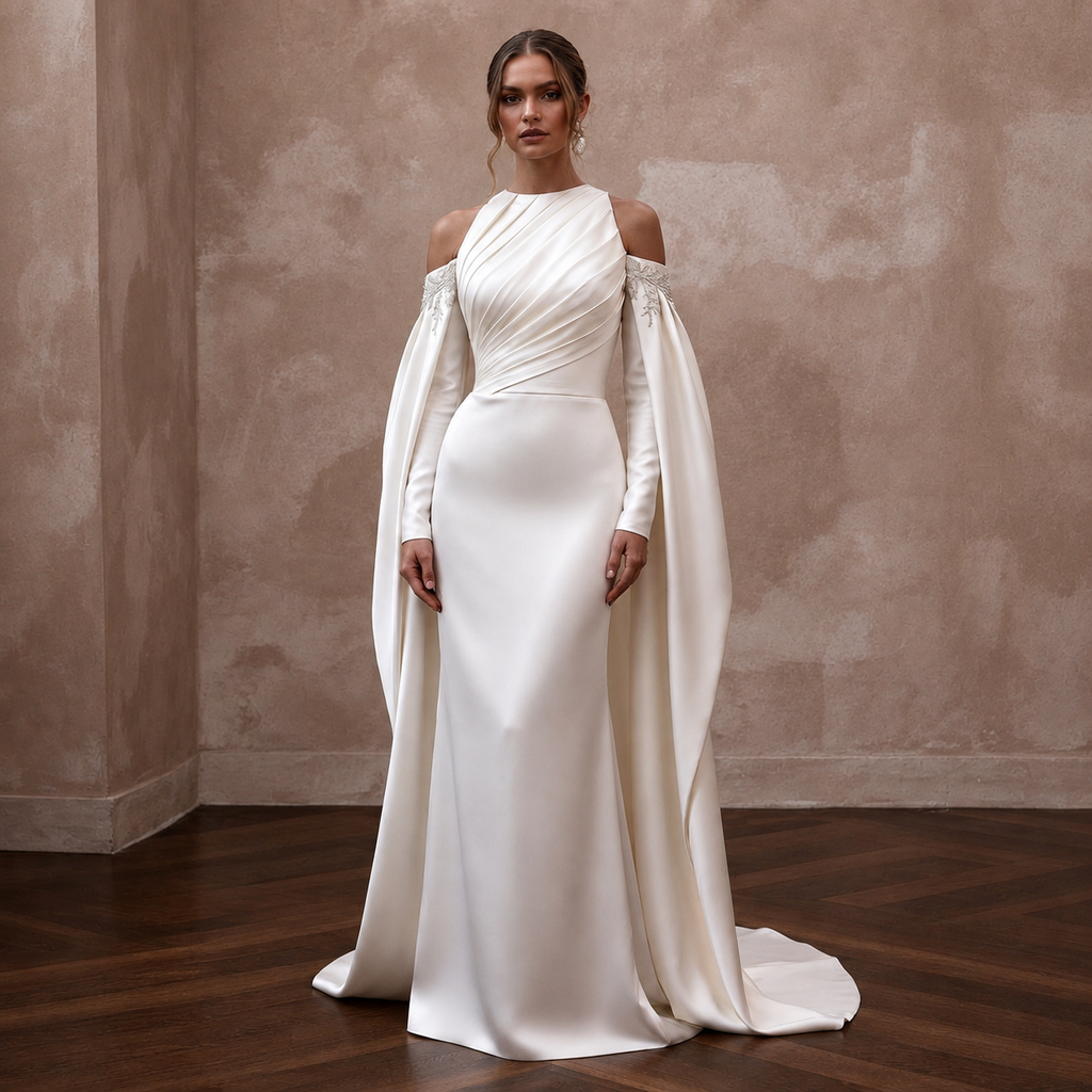 Sheath Wedding Dresses with Soft Satin Finish