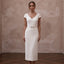 Short Sleeve Crepe Wedding Dress for a Small Wedding Ceremony