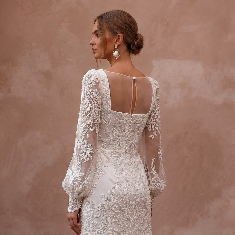 Short Wedding Dresses with Chic Lace Details - Apparel & Accessories > Clothing > Wedding & Bridal Party Dresses > Wedding Dresses - Mignonette Bridal