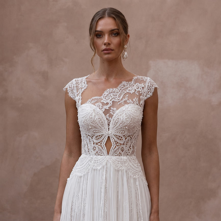 Short Wedding Dresses with Romantic Lace Details - Apparel & Accessories > Clothing > Wedding & Bridal Party Dresses > Wedding Dresses - Mignonette Bridal