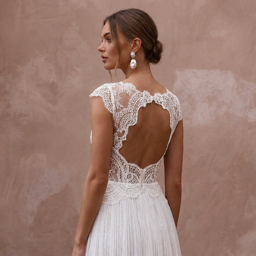 Short Wedding Dresses with Romantic Lace Details - Apparel & Accessories > Clothing > Wedding & Bridal Party Dresses > Wedding Dresses - Mignonette Bridal